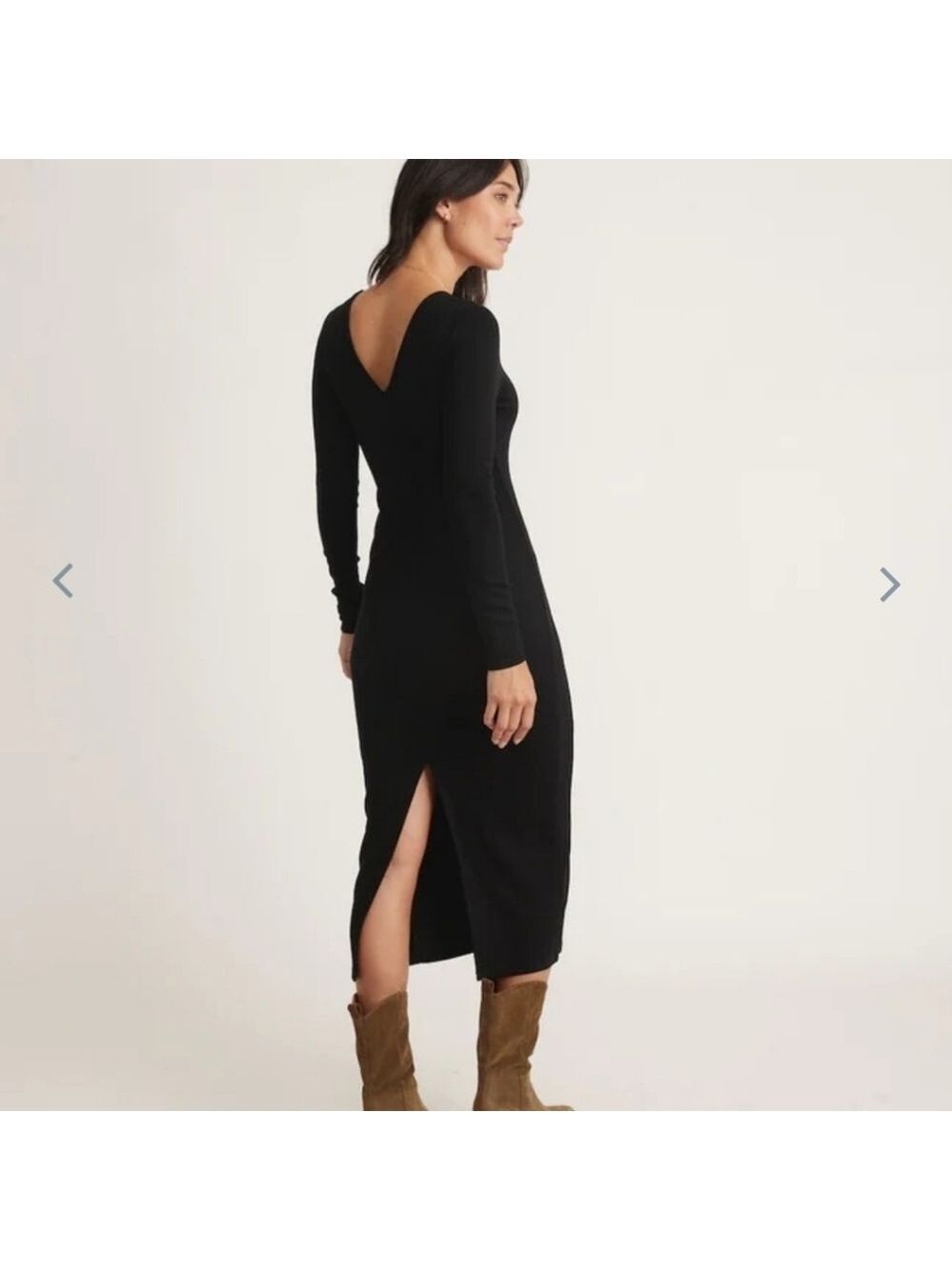 Marine Layer Lexi Rib V Neck Maxi Dress Green - Picture 2 of 5